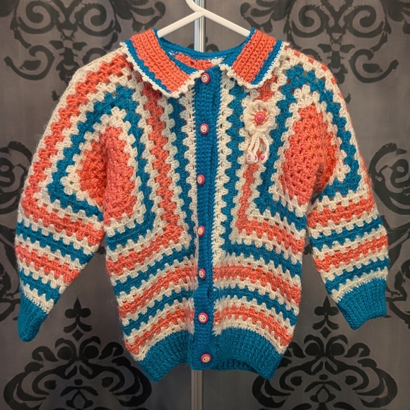🖤 Vintage 1970's Handmade Cardigan- Approx. Size 3T - Picture 1 of 4